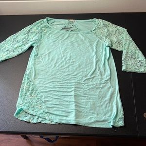 Perseption Concept Mint lace Floral 3/4 Sleeve SZ Approx. Large